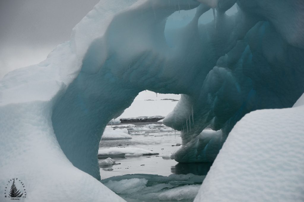 Unusual icebergs Antarctica, Icebergs with caves Antarctica