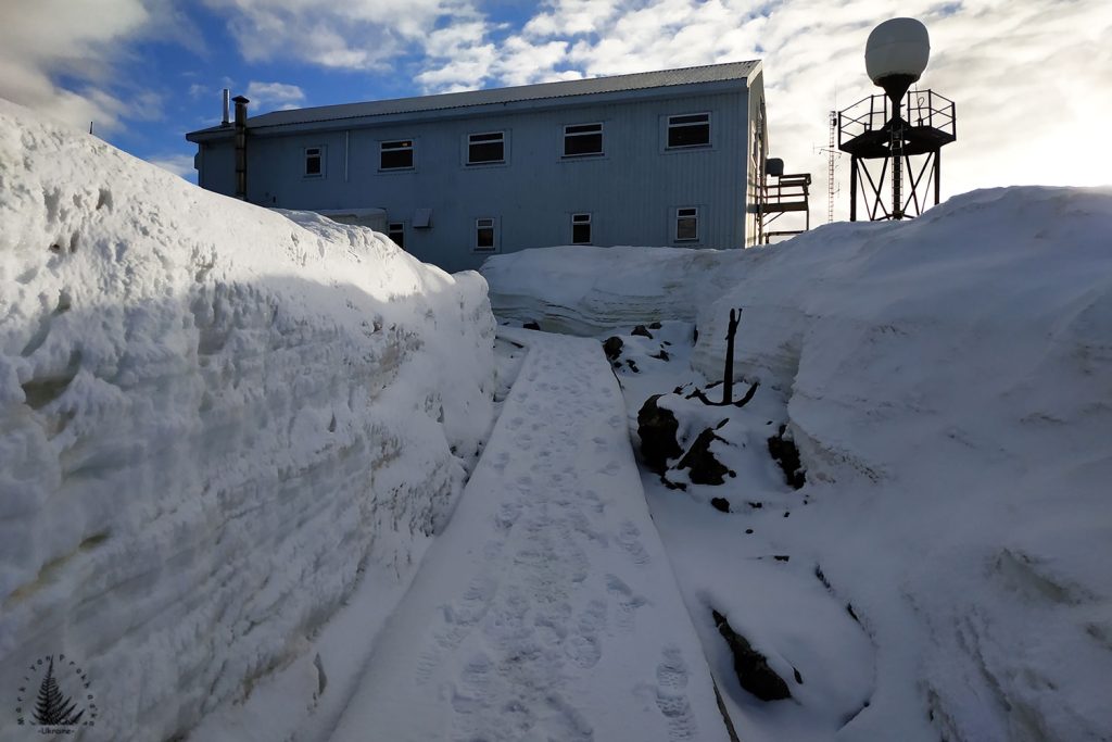 Rear dock access to the station Vernadsky Antarctica