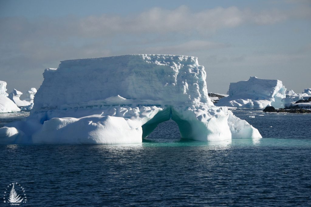 Icebergs with arches